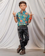 Turquoise Lily Frill Kids Shirt