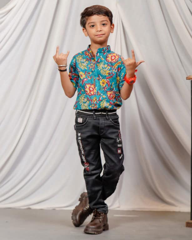 Turquoise Lily Frill Kids Shirt