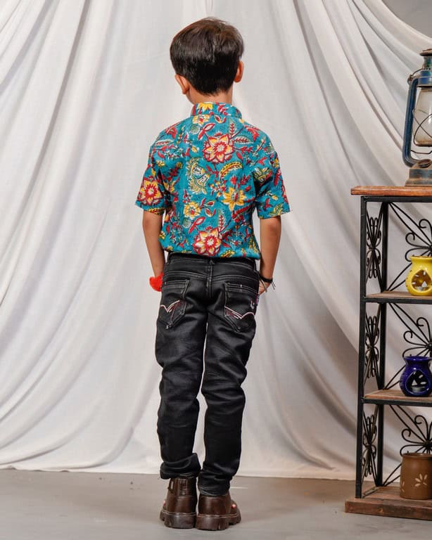 Turquoise Lily Frill Kids Shirt