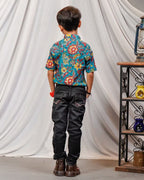 Turquoise Lily Frill Kids Shirt