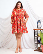 Red Bird Short Plus Size Dress