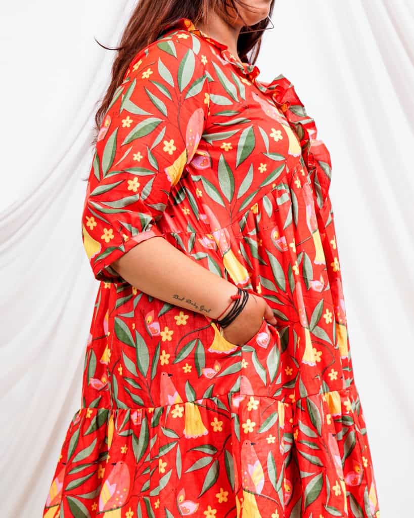 Red Bird Short Plus Size Dress