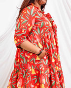 Red Bird Short Plus Size Dress