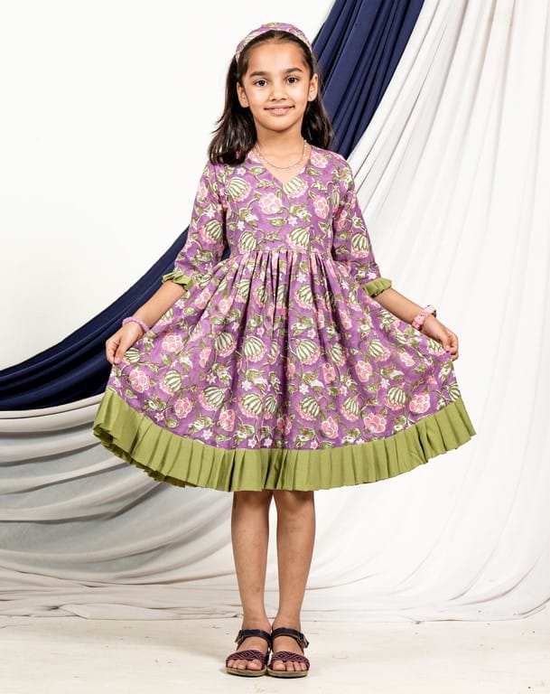 Leafing Lavender Kids Dress