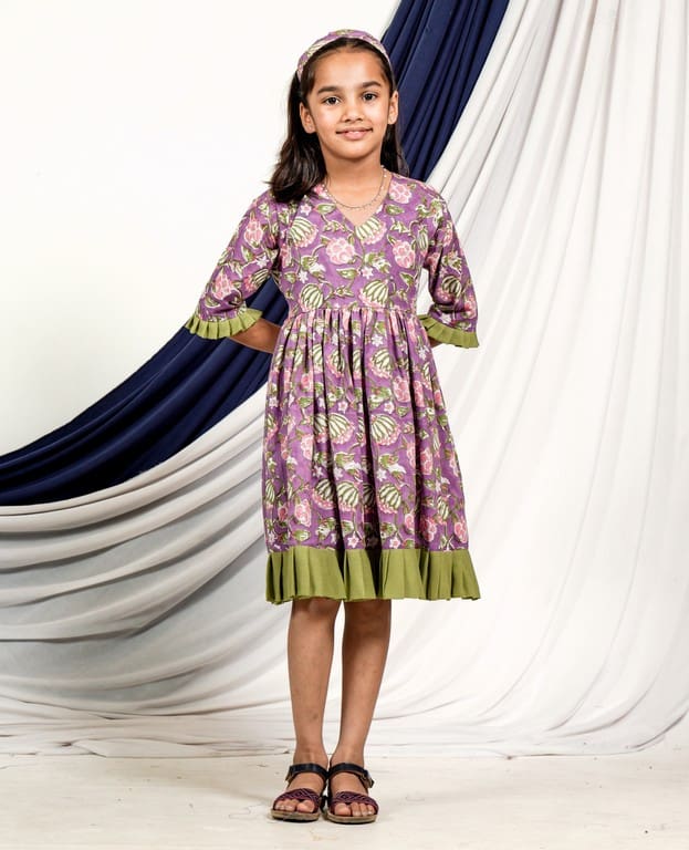 Leafing Lavender Kids Dress