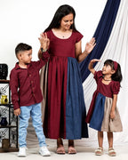 Electric Maroon Mom Kid Twinning