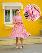 Pink Pinnacle Ikat Waves Nursing Dress