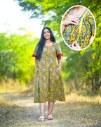 Youthful Yellow Front Slit Nursing Dress