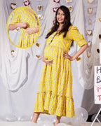 Leafing Yellow Maternity Dress