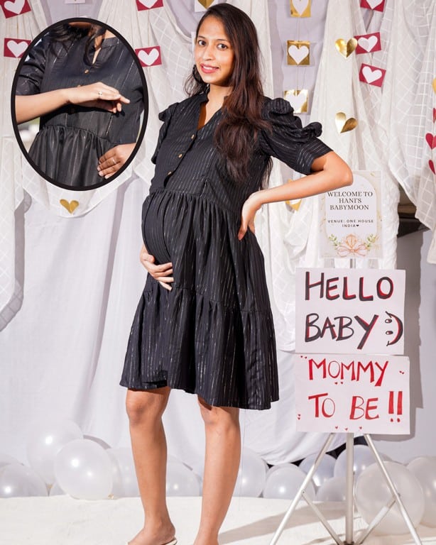 Starry Black Maternity Dress