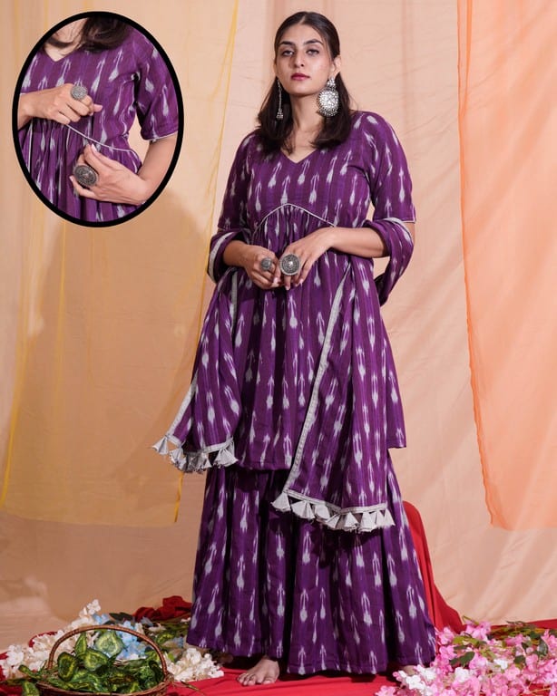 Purple Aster Sharara Maternity Set