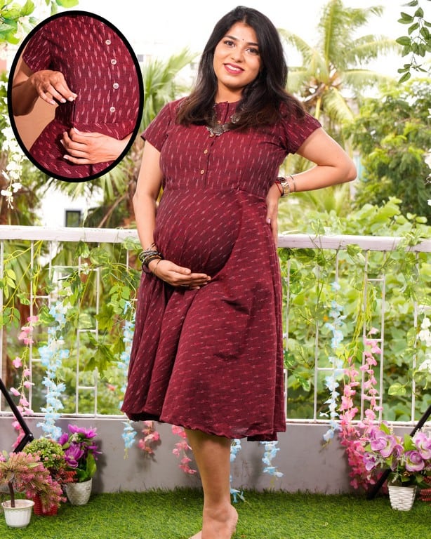 Maroon Glorious Maternity Dress Main image