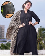 Black Aztec Anarkali Maternity Kurta Set