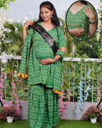 Green Ikat Sharara Maternity Set