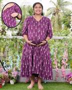 Purple Aster Ikat Frill Nursing Dress