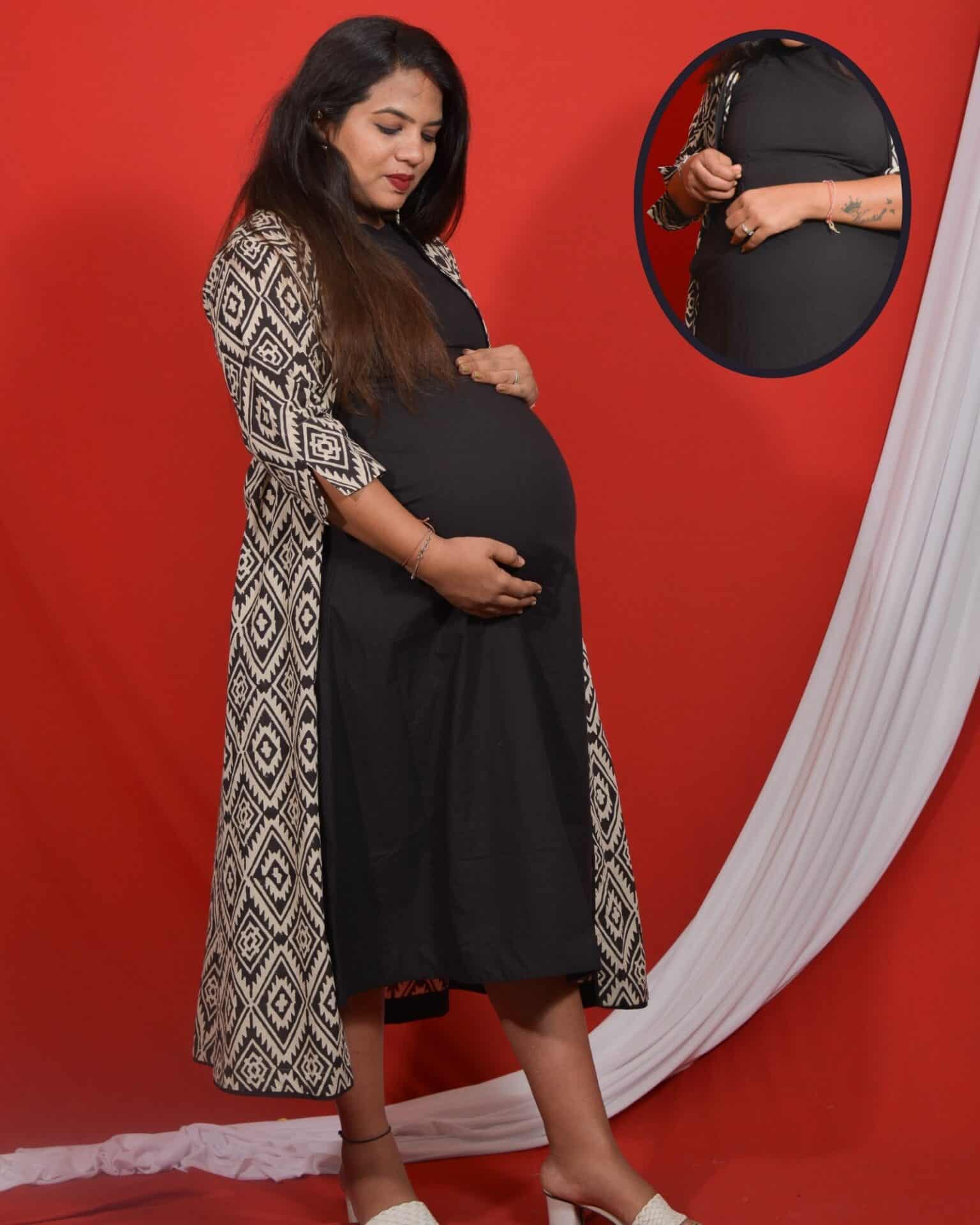 Black Aztec Jacket Maternity Dress Main image