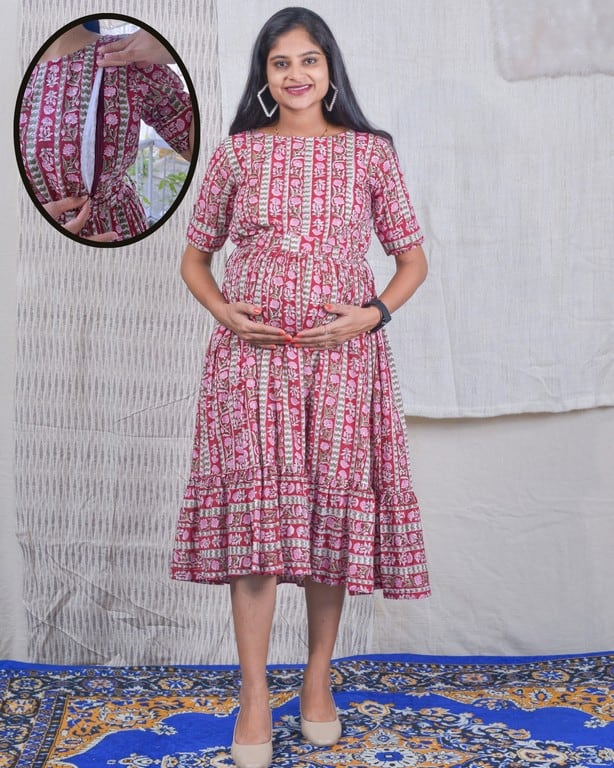 Maroon Red Pinnacle Maternity Dress Main image