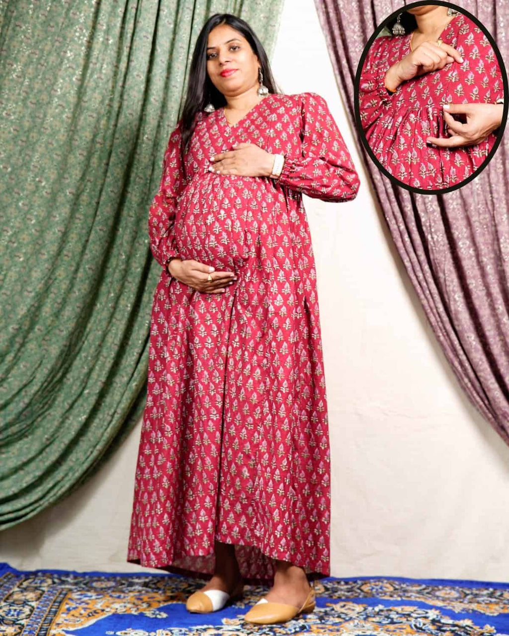 Crimson Maroon Maternity Dress