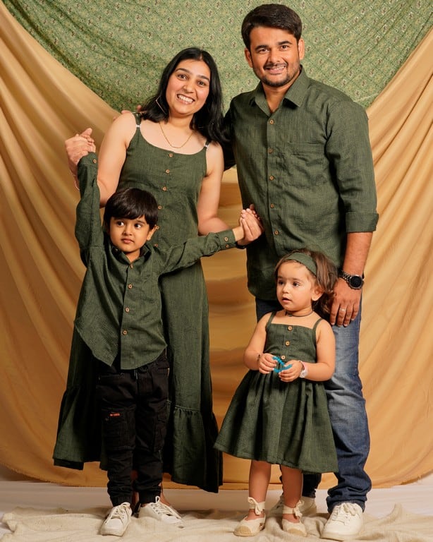 Green Checkered Strappy Family Set