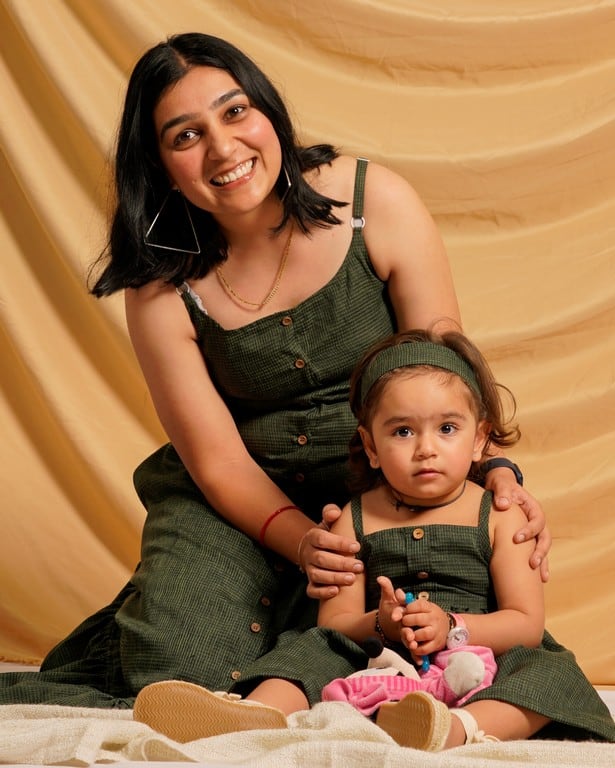 Green Checkered Strappy Mother Daughter Twinning