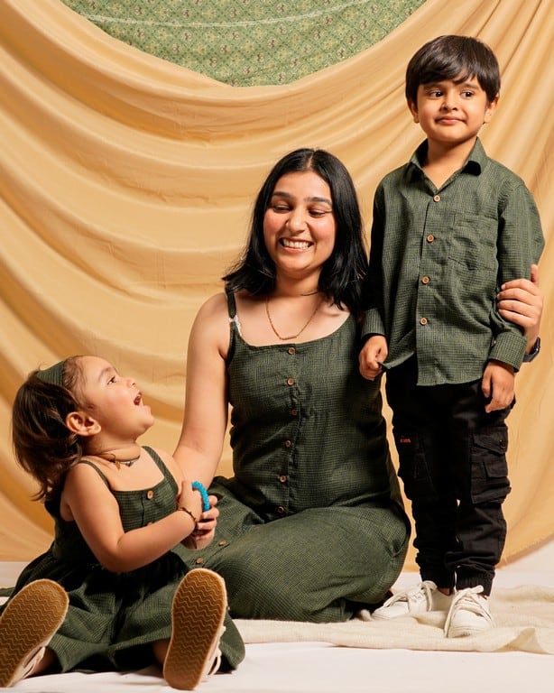Green Checkered Strappy Family Set