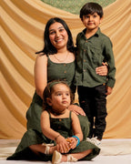 Green Checkered Strappy Mother Daughter Twinning