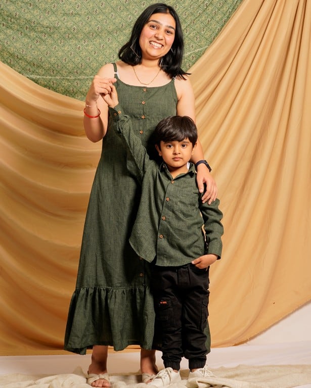 Green Checkered Strappy Family Set