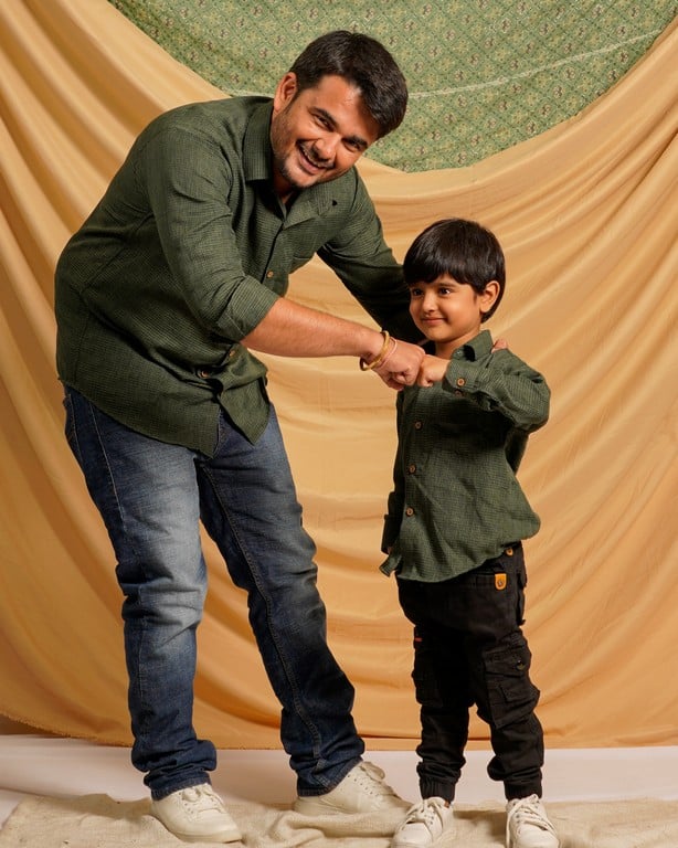Green Checkered Father Son Twinning