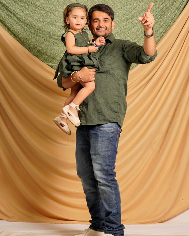 Green Checkered Father Daughter Twinning