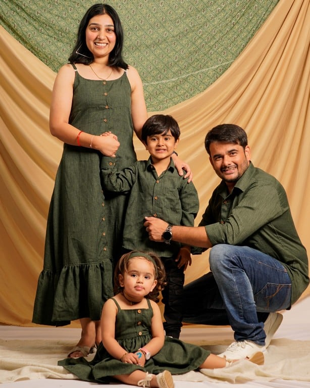 Green Checkered Strappy Family Set