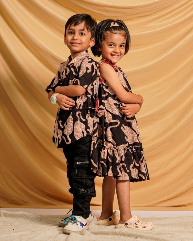 Black Kitty Halter Shift Family Set