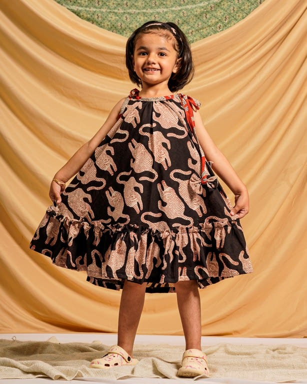 Black Kitty Kids Dress Main image