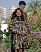 Black Floral Short Maternity Dress