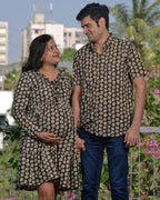 Black Floral Short Maternity Dress