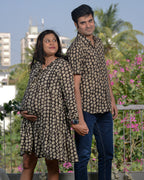 Black Floral Short Maternity Dress