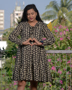 Black Floral Short Maternity Dress