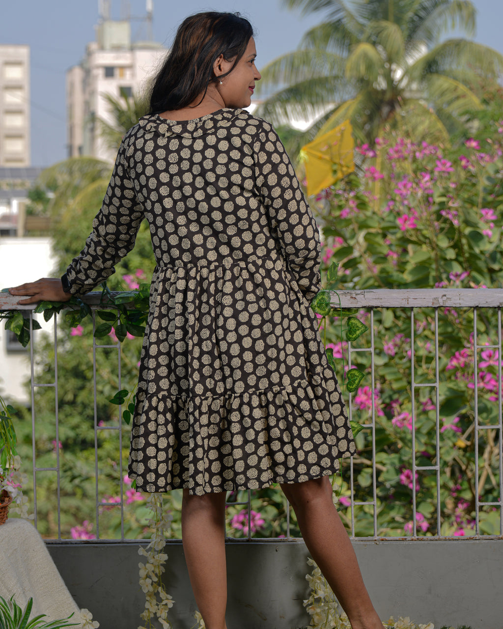 Black Floral Short Maternity Dress