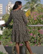 Black Floral Short Maternity Dress