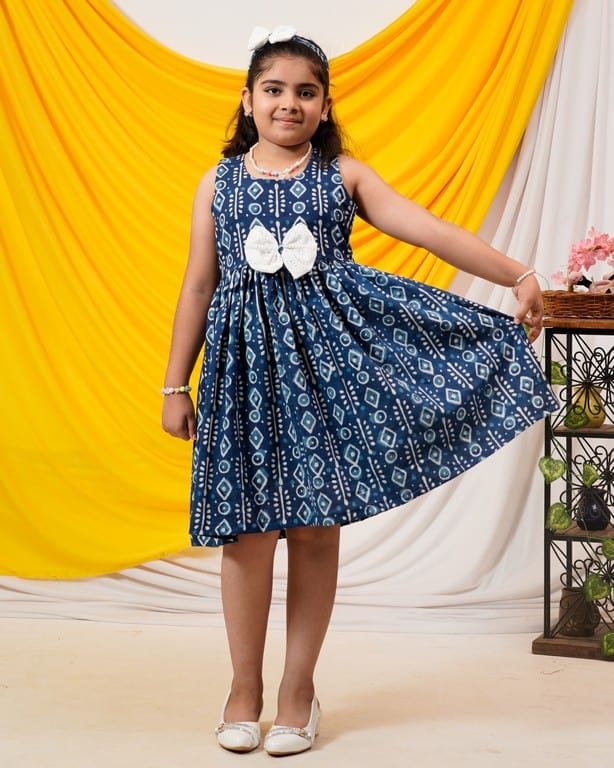 Indigo Warli Long Shift Family Set
