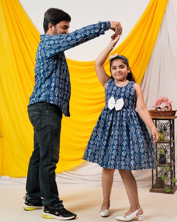 Indigo Warli Shift Father Kid Twining