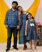 Indigo Warli Long Shift Family Set