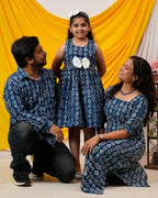 Indigo Warli Long Shift Family Set