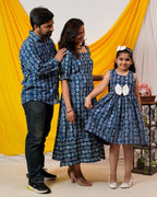 Indigo Warli Long Shift Family Set
