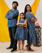 Indigo Warli Long Shift Family Set