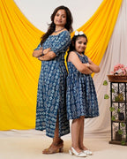 Indigo Warli Shift Mom Kid Twinning