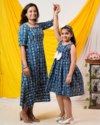 Indigo Warli Shift Mom Kid Twinning