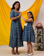 Indigo Warli Shift Mom Kid Twinning