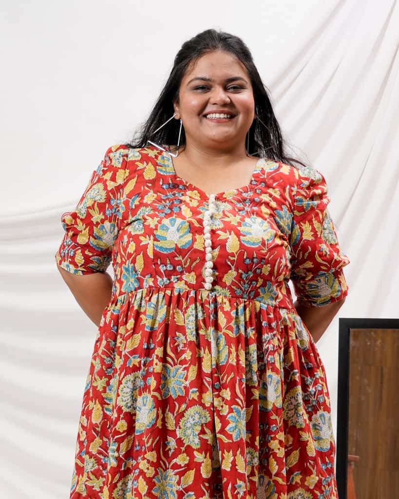 Leafing Red Floral Plus Size Dress