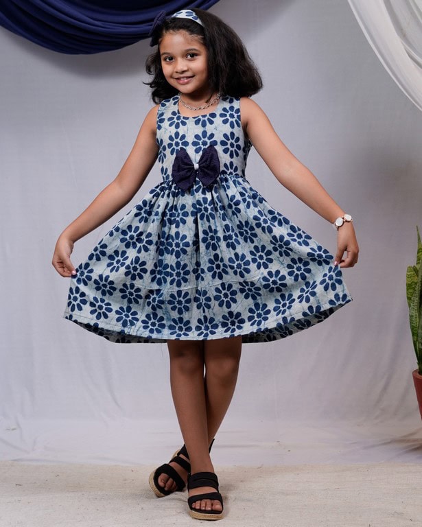 Indigo Floral Kids Dress Main image