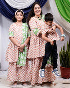 Swan White Sharara Set Mom Kid Twinning